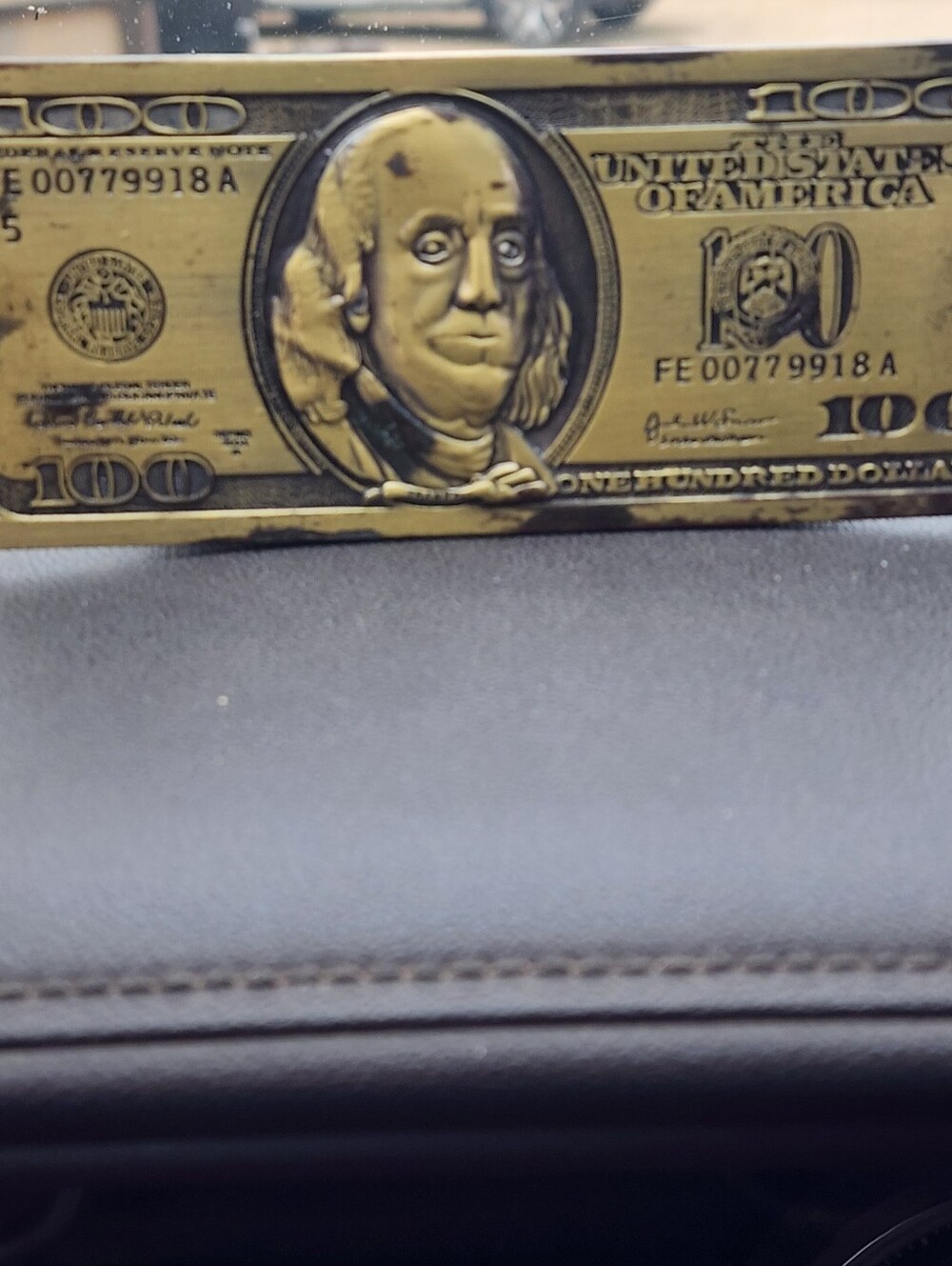 Gold Novelty $100 Bill Belt Buckle